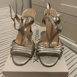 Manolo Blahnik silver sandals size 41